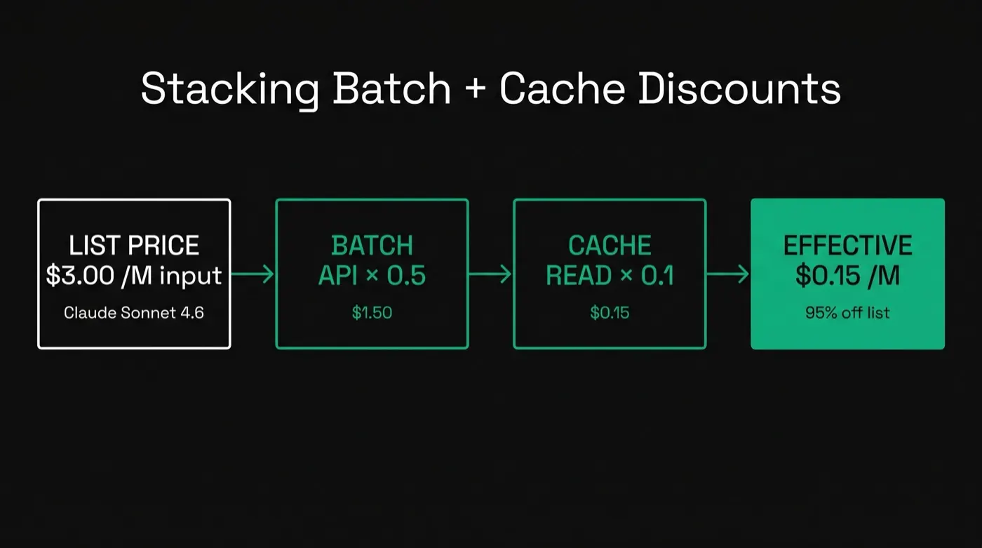 How batch API discounts stack with prompt caching across OpenAI, Anthropic, and Gemini